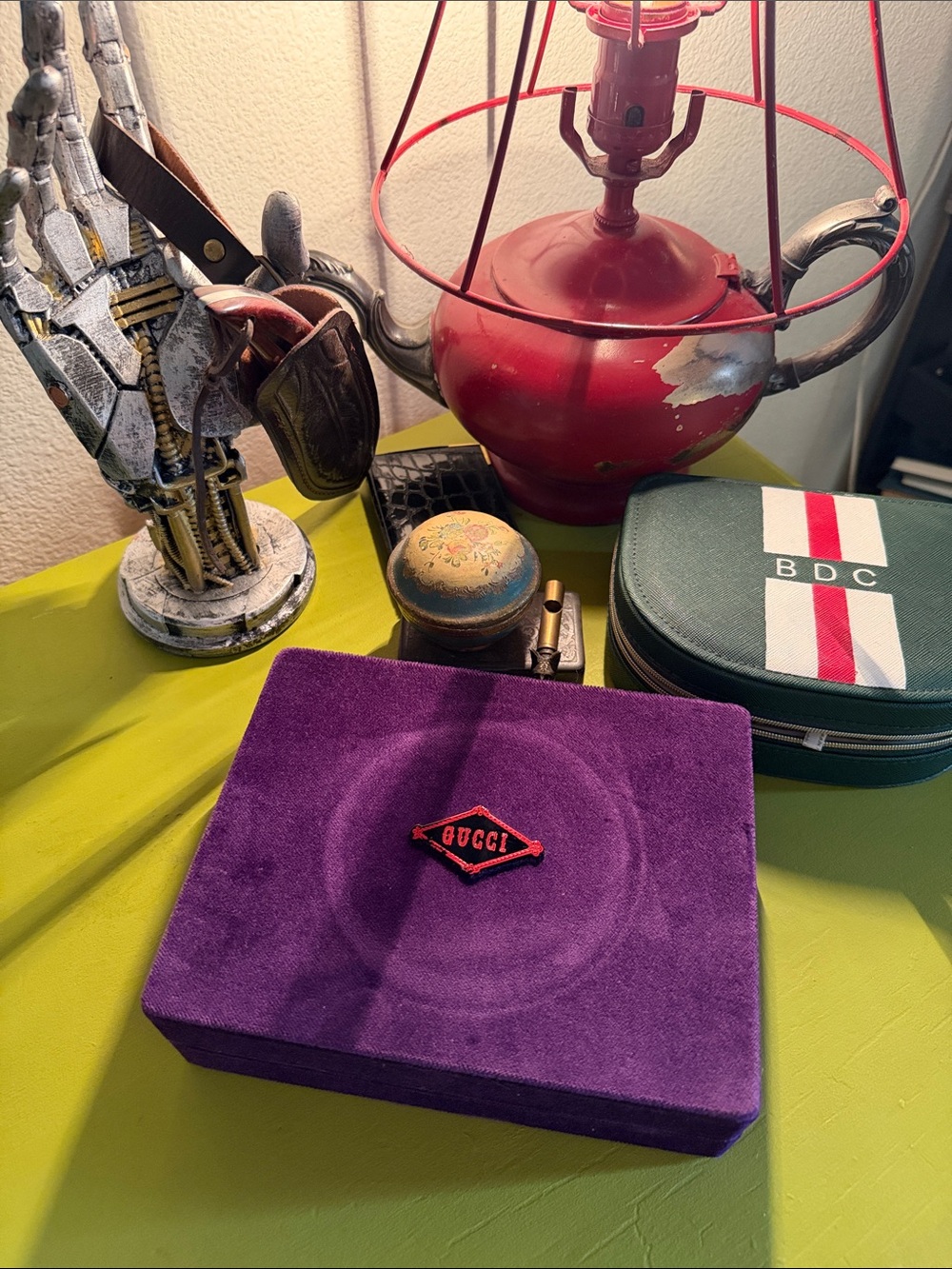 Gucci Purple Velvet Jewelry Box with Red Logo Patch
